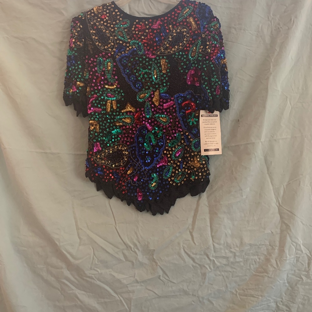 Multi colored sequined top